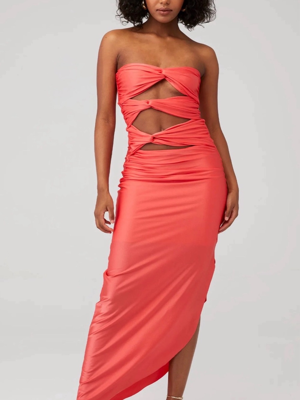 Baobab Collection Coral Strapless Twist Cutout Maxi